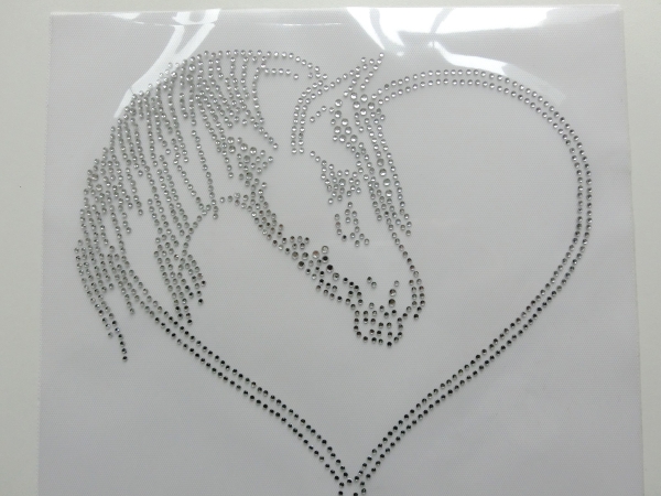Pferd Herz Hotfix Strass Shirt Tasche Abschwitzdecke Schabracke Pferde Dressur
