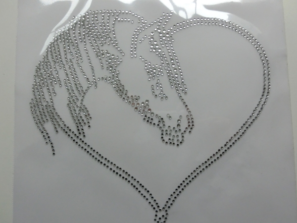 Pferd Herz Hotfix Strass Shirt Tasche Abschwitzdecke Schabracke Pferde Dressur