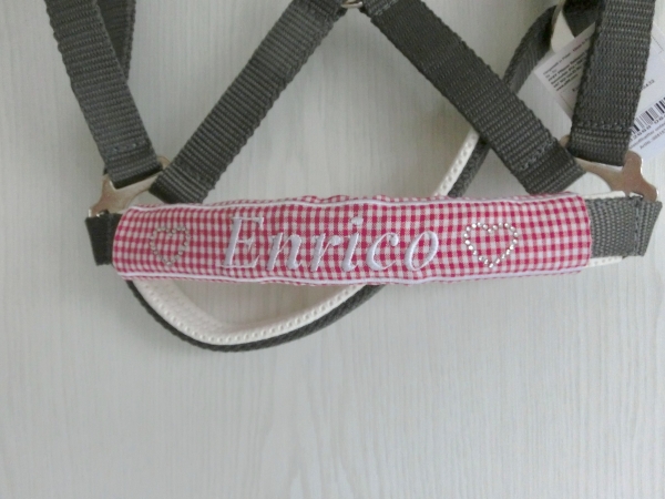 Strass Herz Nasenband Nasenschoner Wunschname Brandzeichen