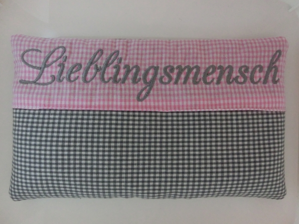Lieblingsmensch Körnerkissen Name Wunschname  Wärmekissen Dinkel Lavendel Stickerei