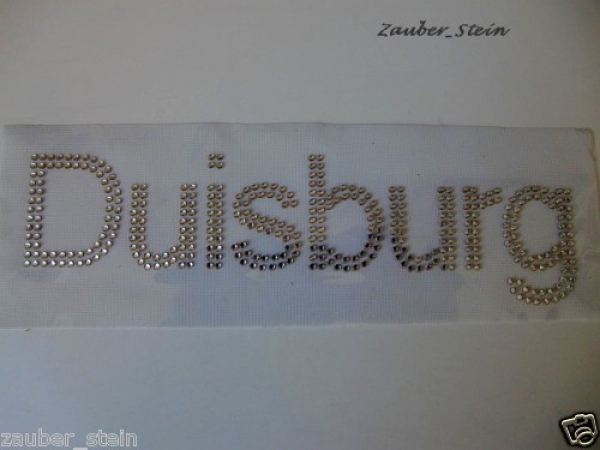 Duisburg Schriftzug Strass Hotglue Hotfix Bügelbild