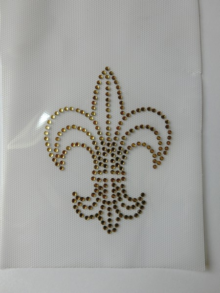 Fleur De Lis  Kreuz Gold Hotfix Hotglue Bügelbild Bügelmotiv Strass