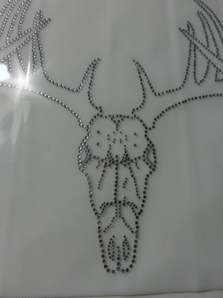 Oktoberfest Hirsch m. Geweih Hotfix Strass Bügelbild Tracht Dirndl Jäger Jagd