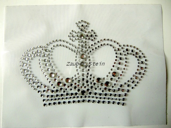 Krönchen Krone Klar Strass Bügelbild Hotfix Hotglue zauberhaft für Shirt Jacke