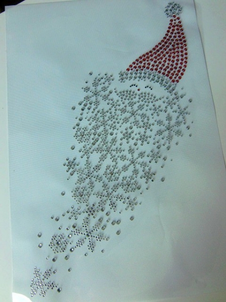 großer Nikolaus Weihnachtsmann Stern Strass Hotfix Bügelbild