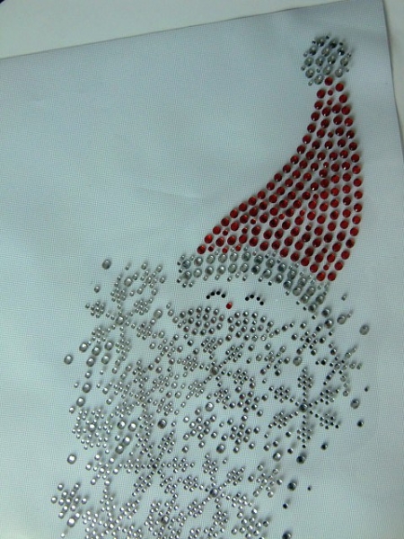 großer Nikolaus Weihnachtsmann Stern Strass Hotfix Bügelbild