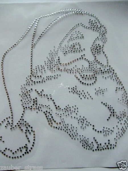 großer schöner Nikolaus Weihnachtsmann Kopf Strass Hotfix Bügelbild