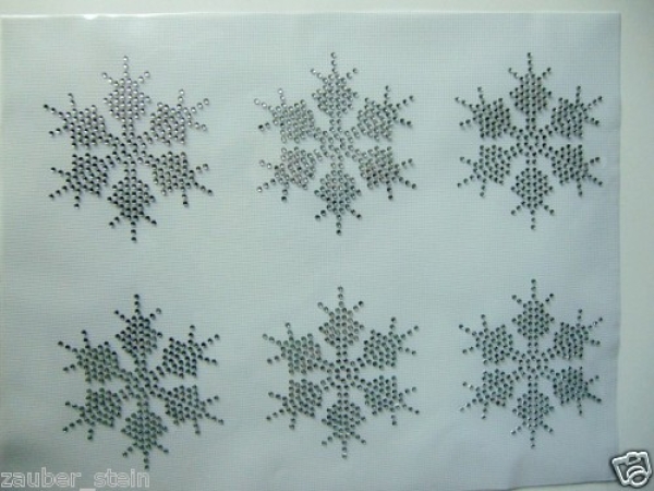 6 Sterne Stern Eiskristall Strass Hotfix Bügelbild Tischdecke Schiebevorhang