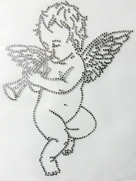 Engel Putten Tischdecke Schiebevorhang Bluse Hotglue Hotfix Bügelbild Strass Top