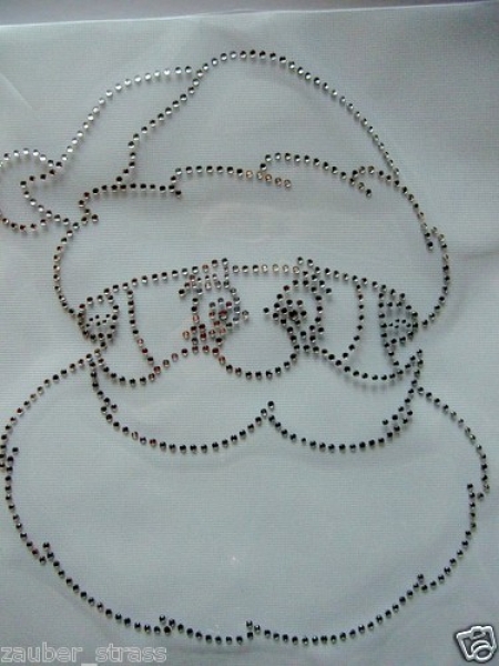 Traumhaft schöner  Nikolaus Weihnachtsmann Kopf Strass Hotfix Bügelbild