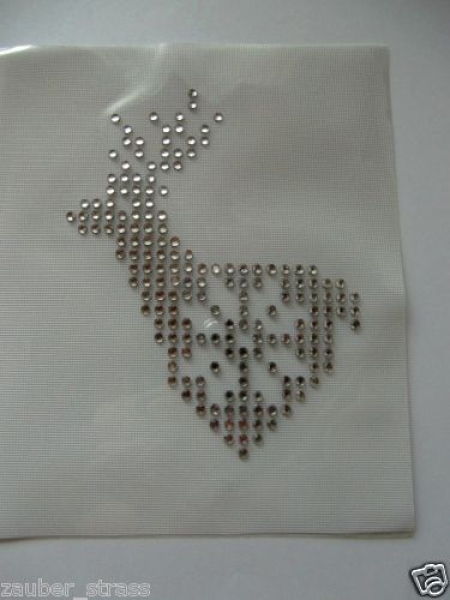 Hirsch mit Stern Strass Bügelbild Hotfix Hotglue