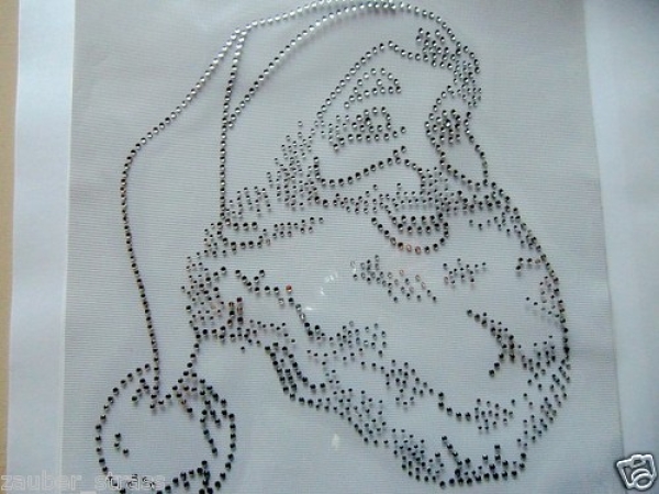 großer schöner Nikolaus Weihnachtsmann Kopf Strass Hotfix Bügelbild