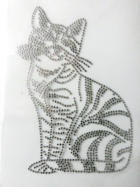 eine Schmuse Katze Hotglue Hotfix Strass Bügelbild Bügelmotiv so süß