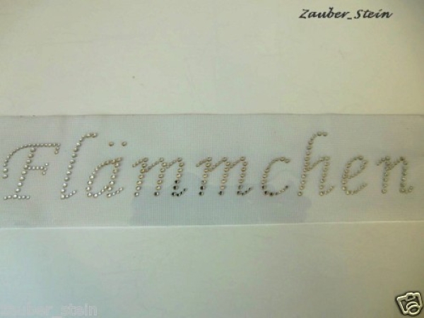 Schriftzug Flämmchen Strass Bügelbild  Hotfix TOP