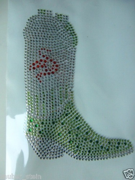 Stiefel Bügelbild Schabracke Cowboy Western Reiten Cowgirl Strass Hotglue Hotfix Bügelbild für Shirts Jacke etc.