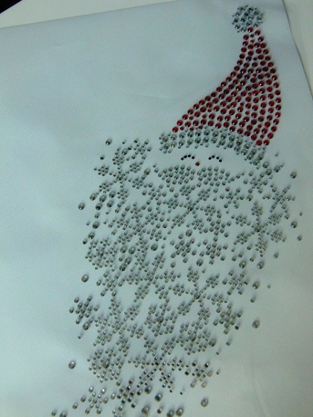 großer Nikolaus Weihnachtsmann Stern Strass Hotfix Bügelbild