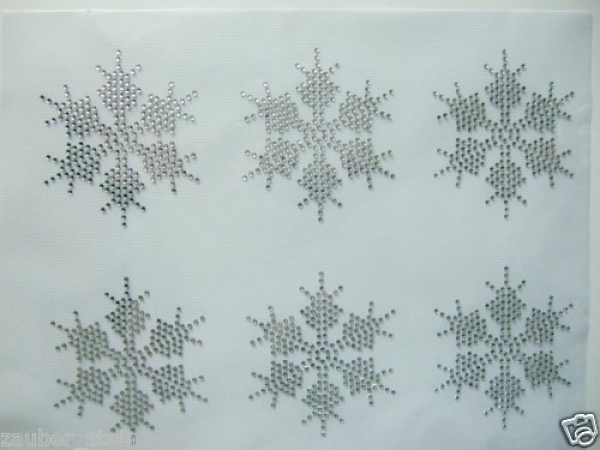 6 Sterne Stern Eiskristall Strass Hotfix Bügelbild Tischdecke Schiebevorhang