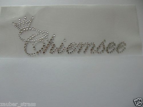 Chimsee Schriftzug mit Krone Strass Hotglue Hotfix Bügelbild