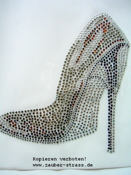 Pumps Pöms High Heels Schuhe Stiletto Strass Hotglue Hotfix Bügelbild