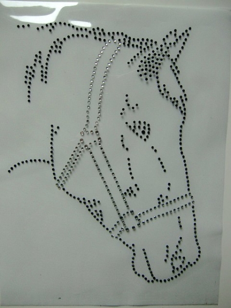 Traumhaftes Pferd Dressur Reiten Pferdekopf Bügelbild Strass Hotfix Hotglue Strass
