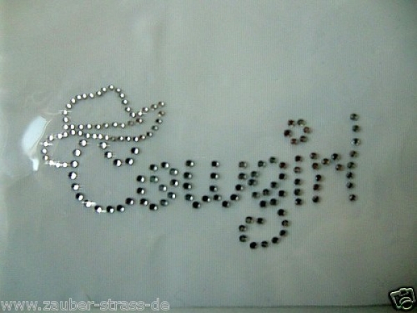 Bügelbild Schabracke Cowboy Hut Cowgirl Strass Hotglue Hotfix Bügelbild für Shirts Jacke etc.