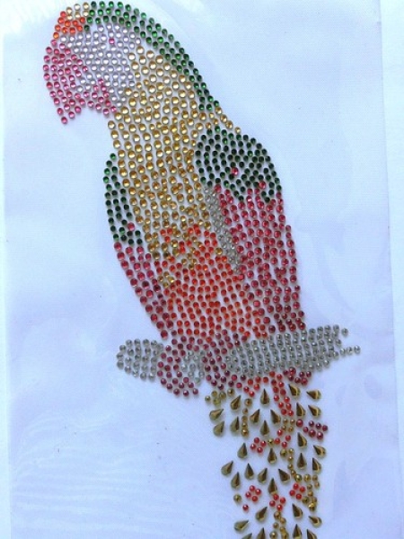 Papagai Ara Vogel XXL Strass Hotfix Bügelbild Tischdecke Jacke Hose Shirt Bluse