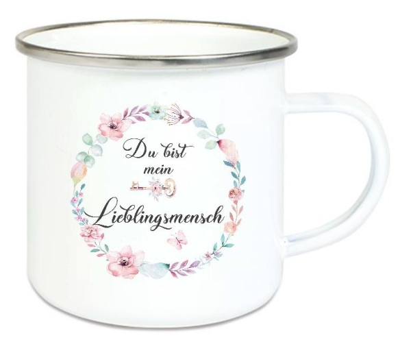 ♥ Tasse Emailletasse Du bist mein Lieblingsmensch! Freundin Dankeschön, Geburtstag, Vatertag, Abschied, Jubiläum, Geschenk, Becher von Lüttentüddel