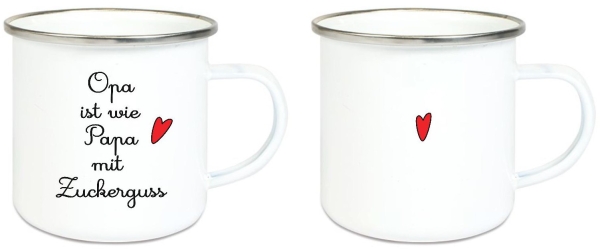 ♥ Tasse Emailletasse Opa ist wie Papa ..., Dankeschön, Geburtstag, Muttertag, Vatertag, Abschied, Jubiläum, Geschenk, Becher von Lüttentüddel
