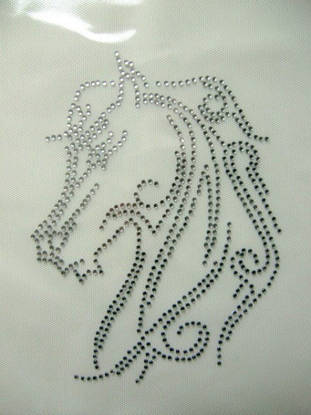Pferd Pferdekopf Schabracke Bügelbild Strass Hotfix Hotglue Strass