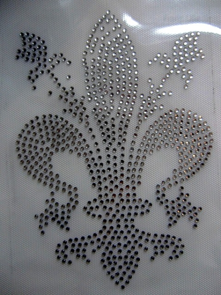 Große Fleur De Lis  Hotfix Hotglue Bügelbild Bügelmotiv Strass