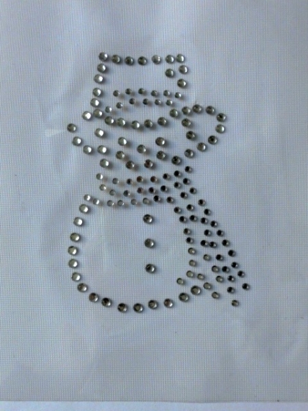 süßer Schneemann Strass Hotglue Hotfix Bügelbild Weihnachten Winter