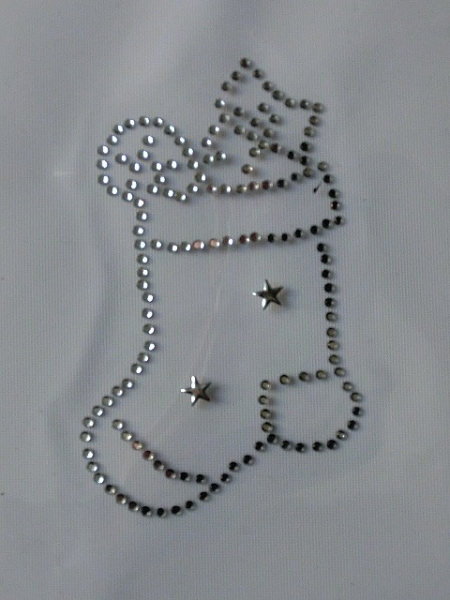 Nikolaussocke Nikolausstiefel Strass Hotglue Hotfix Bügelbild Weihnachten