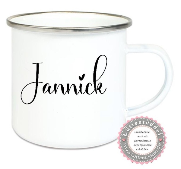 Becher Tasse Emaillebecher personalisiert Name Wunschname, Einschulung KITA Dankeschön, Muttertag, Vatertag Abschied, Jubiläum, Geschenk, von Lüttentüddel