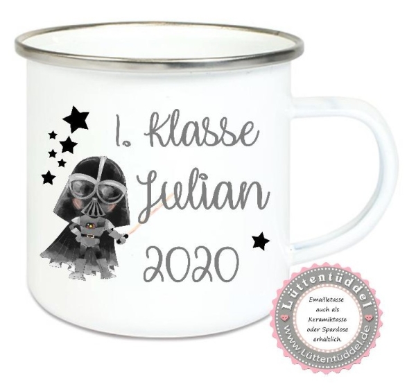 Tasse Emailletasse zauberhafte Tasse Emailletasse,1. Klasse Sterne Name Wunschname KITA Kindergarten Einschulung Becher LüttentüddelWunschname, Einschulung KITA Dankeschön, Abschied, Jubiläum, Geschenk, Becher von Lüttentüddel