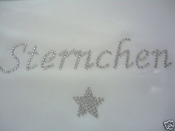 Schriftzug Sternchen mit Stern Strass Bügelbild Hotfix Hotglue