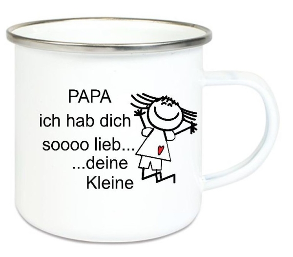 Tasse Emailletasse Strichmännchen Papa ... Name, Wunschname, Dankeschön, Abschied, Jubiläum, Vatertag, Muttertag, Geschenk, Becher von Lüttentüddel
