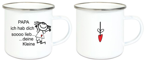 Tasse Emailletasse Strichmännchen Papa ... Name, Wunschname, Dankeschön, Abschied, Jubiläum, Vatertag, Muttertag, Geschenk, Becher von Lüttentüddel