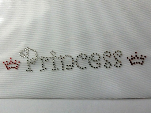 Princess Bordüre Krone Schriftzug Strass Hotglue Hotfix Bügelbild