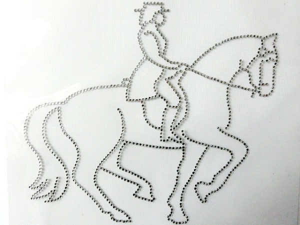 Pferd Dressur Reiten Pferde Reiterin Klar HOTFIX Bügelbild Strass Wappen