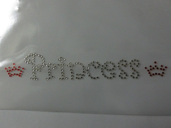 Princess Bordüre Krone Schriftzug Strass Hotglue Hotfix Bügelbild