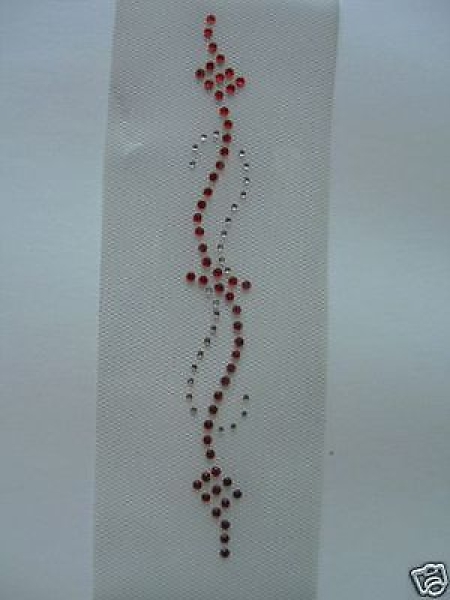 Tattoo Bordüre m Rot Ornament Hotfix Bügelbild Strass Hochzeitskleid Brautkleid